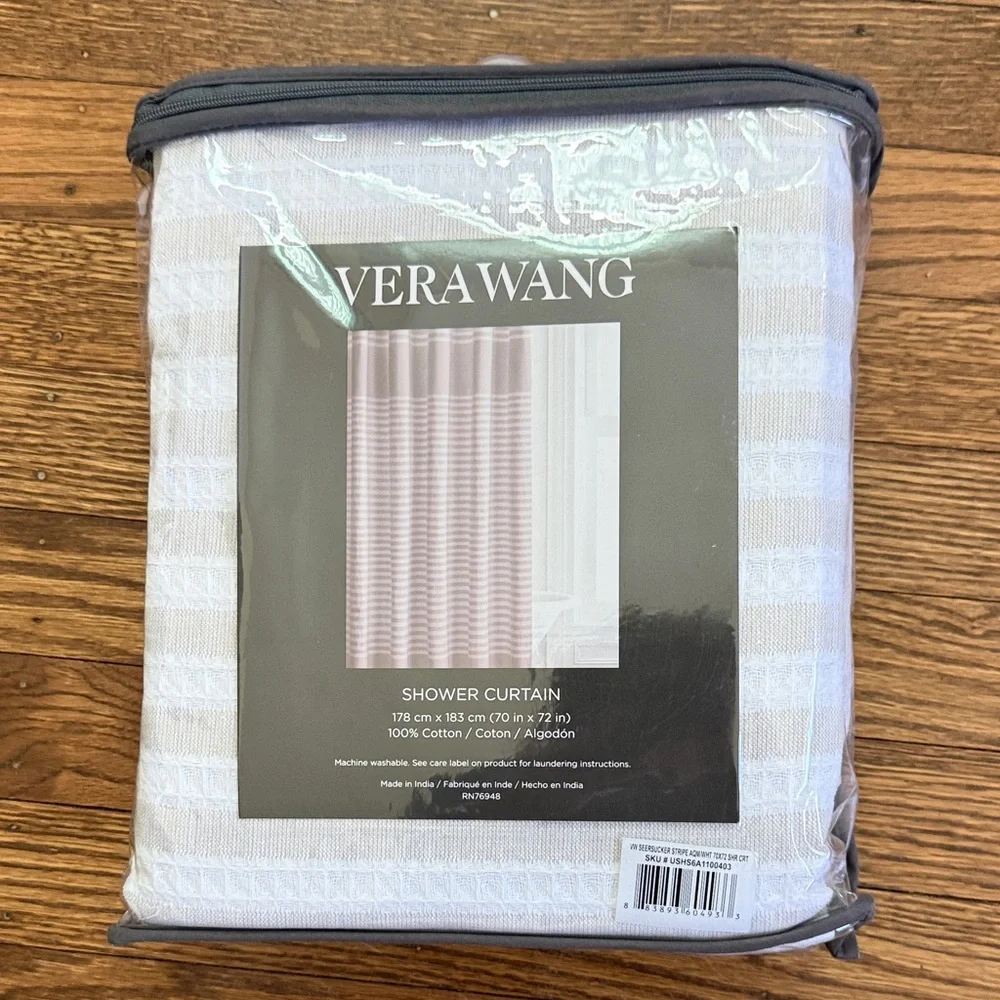 Vera Wang Striped Cream and White Shower Curtain